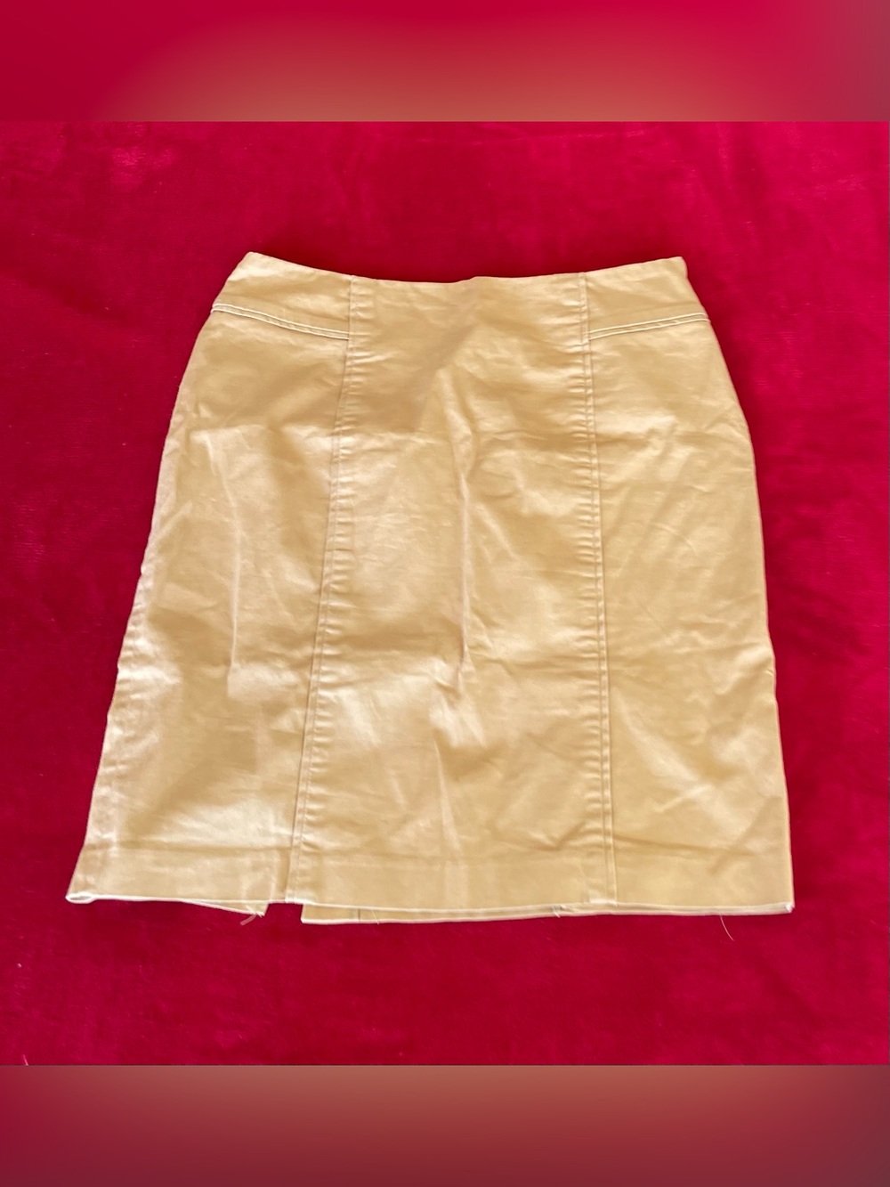 New York & Company Women's Side Zipper Tan Flat Front Pencil Skirt Size: 10